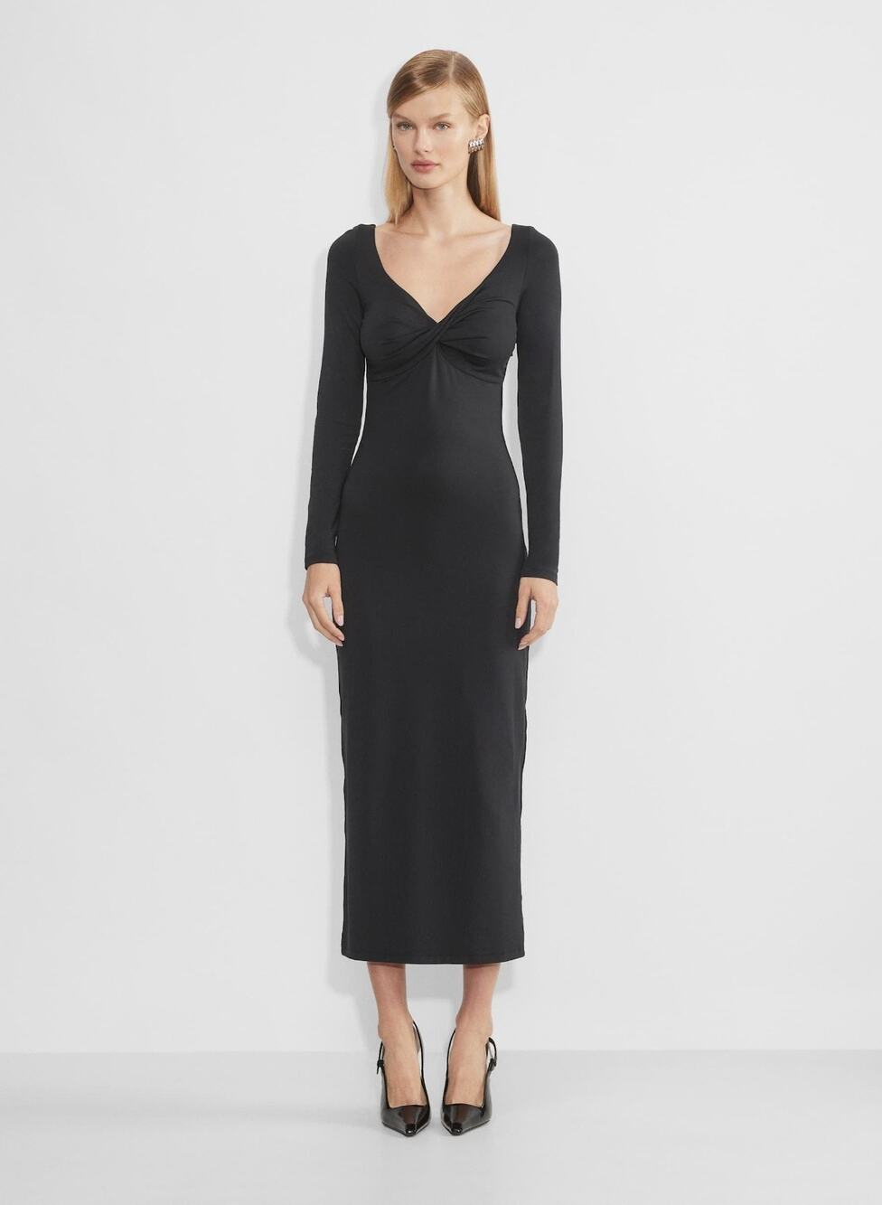 Aritzia Contour Symbolic Black Midi Dress XS